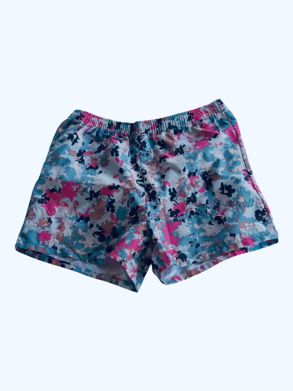 The North Face Girl's XL Shorts Blue/Pink Camo Flash Dry